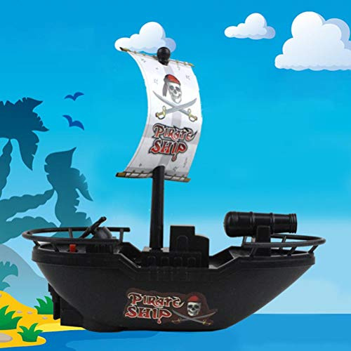 Picysa Bateau Jouet Pirate de Piscine, pour S'amuser à L'heure du Bain, avec Un Design en Plastique Durable Jeu Interactif, 1 unité (Noire)