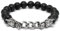 Perlen Bead Armband Lavastein schwarz silber Wolf Drache Totenkopf Männer Panzerarmband Edelstahl Bikerschmuck Herren Geschenk (Drache)