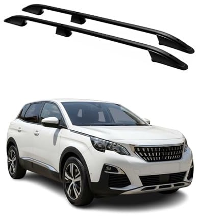 OMAC Dachreling Dachgepäckträger kompatibel mit Peugeot 3008 2013-2016 Aluminium Schwarz 2tlg
