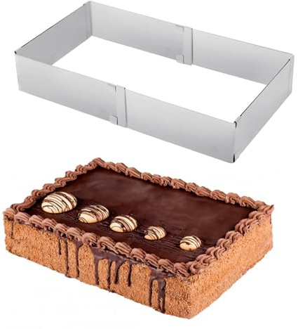 EORTA Stainless Steel Cake Mold Adjustable Cake Ring from 5.9 to 11, Square Shaped Mousse Cake Cutter Baking Mold Pastry Baking Tool for Birthday Cake, Party Dessert, Handmade Snack