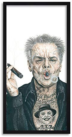Wee Blue Coo Jack Nicholson Tattoo Wayne Maguire Inked Ikons Long Panel Framed Wall Art Print Mauer