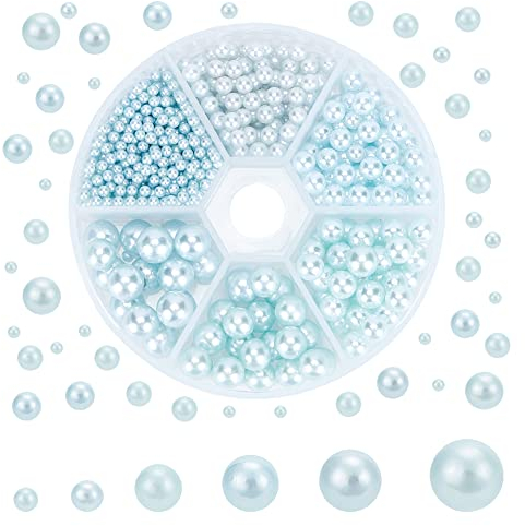 PH PandaHall About 1113 Stück 6 Größen keine Löcher/ungebohrt imitierte Perlen für Vase Füllstoffe, Hochzeit, Party, Dekoration, hellblau (2,5 mm, 4 mm, 5 mm, 6 mm, 7 mm, 8 mm)