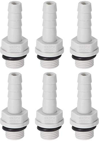sourcing map 6 Stück PVC Schlauchanschluss Schlauchverbinder 6mm oder 15/64 mit Widerhaken x 1/8 G Stecker Rohr Schlauchtülle Wasseranschluss Verlängerung