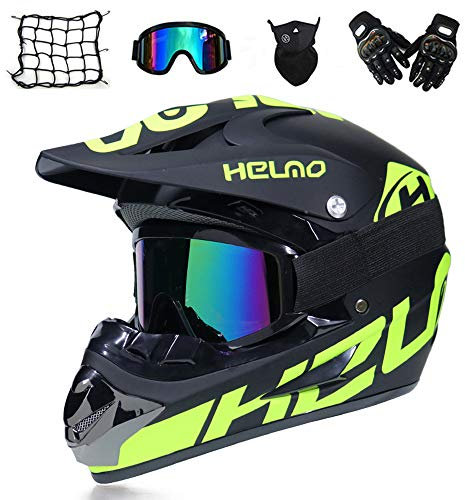 Motocross Helm, Adult Crosshelm mit Brille Handschuhe Maske Motorrad Netz, Erwachsener Off Road Fullface MTB Helm Mopedhelm Motorradhelm für Damen Herren Sicherheit Schutz,XL