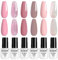ROSALIND 6 Farben Gel Nagellack, Weiß Rosa Glitzer Pastell Shellac UV LED Nagellack Set Soak Off Gel Nail Polish für Nageldesigns Kit 6pcs, Nagelstudio Design DIY zu Hause