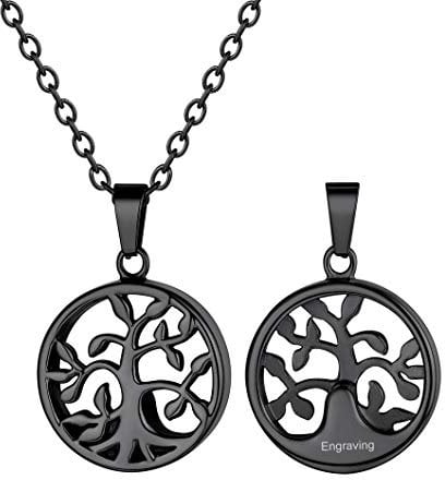 Richsteel Womens Necklace Tree of Life Pendant for Ashes Jewellery Memorial Pet Cremation Personalised Mens Necklaces