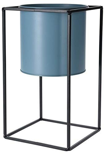 Rammento Maceta elevada de metal para interiores de 30 cm de alto, color azul, maceta de 15 cm con patas, exhibición de jardín interior, decoración moderna para el hogar y la oficina, contenedor de
