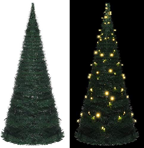 vidaXL Albero di Natale Preilluminato Pop-up con Stringa Decorazioni Natalizie Illuminazione Addobbi Feste FESTIVITÀ Invernali Verde 180 cm