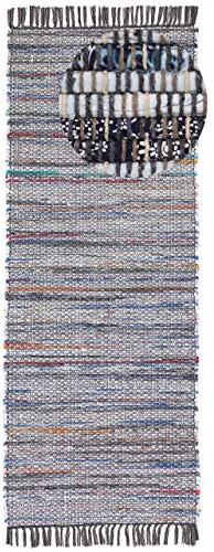 carpetfine Flachgewebeteppich Kelim Chindi Läufer Grau 80x350 cm | Moderner Teppich für Wohn- und Schlafzimmer