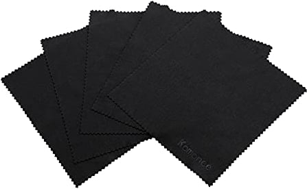 Komonee Microfibre Black Cleaning Cloths For Glasses Sunglasses Lenses Electronics Mobile Phones Cameras Laptops Tablets TV's Jewellery Silverware LCD Screens (Pack of 3)