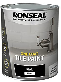 Ronseal One Coat Tile Paint Black Satin 750ml,RSLOCTPBS750