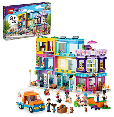 LEGO 41704 Friends L'Immeuble de la Grand-Rue, Casa delle bambole Heartlake City con Caffè e Salotto da parrucchiere, 7 Mini Bambole