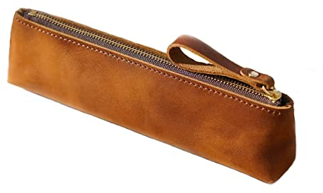 Su.B Federmäppchen - Federtasche - Etui aus Leder - Hergestellt aus Hochwertigem Leder - Passend für Mehr als 15 Stifte - für Männer und Frauen - Braun