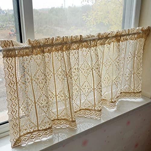 LUNEZY Tende da caffè Mantovana,Tenda da Cucina in Pizzo,Tende da taverna in Stile Rustico,Mezze Tende oscuranti Tende Corte Tende a metà Disco per la Cucina di casa Balcone Armadietto de