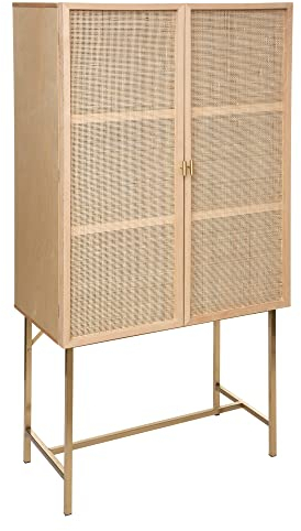 Atmosphera - Highboard mit 2 Türen Rayo - Rattangeflecht - Beige