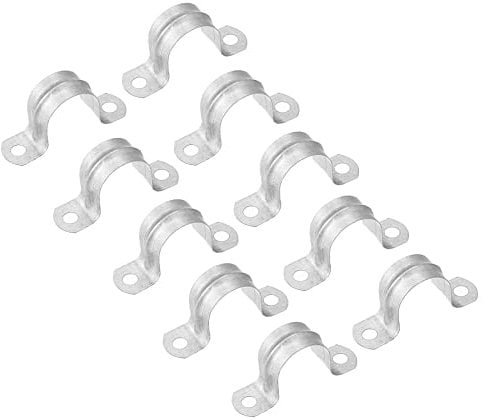 sourcing map Rigid Pipe Strap, 24pcs 1 Inch (25mm) Two Hole Strap U Bracket Zinc Plated Steel Tension Tube Clip Clamp for Pipe Fixing