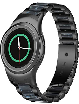 Gheper Correa de Resina de Acero inoxidable Compatible con Samsung Gear S2 SM-R720/SM-R730 de ajuste rápido, correa de metal de repuesto para Gear S2 R720/R730 Smartwatch para mujeres y hombres