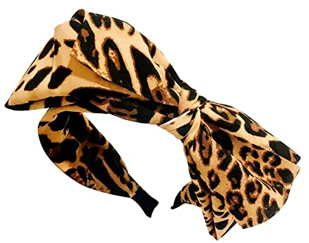 JIHUOO Haarreifen Breit Stirnband Schleife Haarreif Haarband Rockabilly Kopfband Vintage Haarschmuck für Mädchen Frauen Damen Leopard