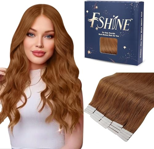 Fshine Tape in Extensions Echthaar Rotbraun 50cm 20 Stücke 50g Haarverlängerung Echthaar Tape in Extensions Farbe 330