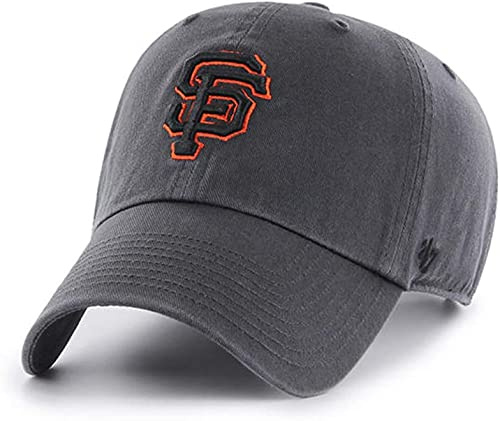 47 Brand MLB Charcoal Team Color Primary Logo Clean Up Adjustable Strap Baseball Dad Hat Cap, Adult One Size Fits All, San Francisco Giants, One Size