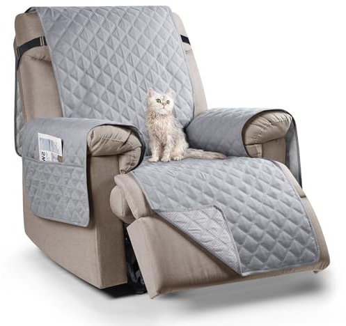 TAOCOCO Housse de Fauteuil Relax avec Poche, Couverture de Chaise Canapé Relax, Applicable à Protection Canape Anti-Rayures Chien et Chaton,Housse Canapé Imperméable(Gris Clair,1 Place)