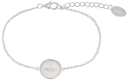 s.Oliver Armband 925 Sterling Silber Damen Armschmuck, mit Zirkonia synth., Perlmutt, 17+3 cm, Weiß, Stern, Kommt in Schmuck Geschenk Box, 2036866