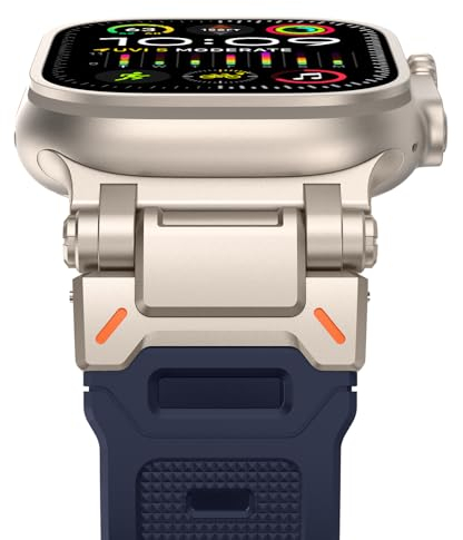NewWays 49mm 46mm 45mm 44mm 42mm(Serie 3 2 1) kompatibel mit Apple Watch Silikon Armband,Sports Weiches Armband für iWatch Ultra 2/Ultra Series 10 9 8 7 6 5 4 3 2 1 SE,Blau/Titan Stecker