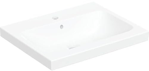 Geberit iCon Light Aufsatzwaschtisch, 60 cm x 48 cm, mit Hahnloch, mit Überlauf,501847, 501.847.00.2, Farbe: Weiß