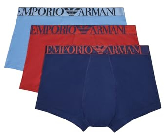 Emporio Armani Men's SHINY LOGOBAND 3-PACK TRUNK Trunks, AZZUR/INCHIOS/MATTON,
