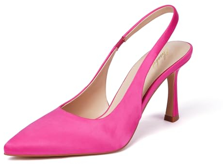 Zhabtuc Scarpe Donna Eleganti, Decollete Donna, Slingback Donna, Tacchi Alti a Punta, Stile Classico, Sandali Moda, Facili da Indossare, Stile Classico, Raso rosa, 39 EU