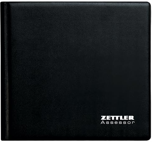 Zettler - Wochenbuch Mappe 2025 schwarz, 15,8x14,7cm, Bürokalender mit 128 Seiten, 1 Woche auf 2 Seiten, wattierter Kunststoffeinband, Klebebindung, Monatsübersicht und deutsches Kalendarium