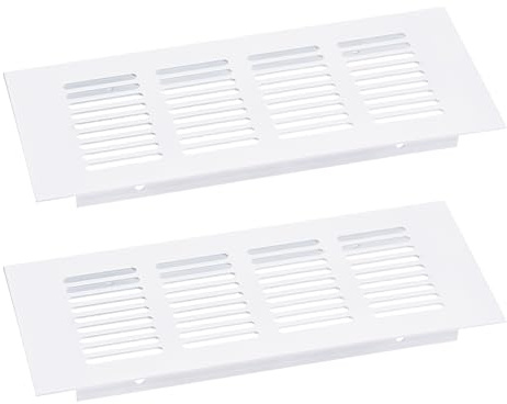 QUARKZMAN Cubierta de Rejilla de Ventilación de Conductos de Aire, 2 Unidades 200 x 100 mm - Cubierta de Rejilla de Ventilación de Malla de Aleación de Aluminio (Blanco)