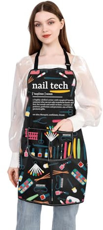 PLITI Nail Tech Apron With Pockets Nail Tech Noun Gift Nail Technician Gift Manicurist Gift Nail Stylist Manicurist Gift (nail tech noun APU)