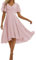Robe de demoiselle d'honneur courte pour femme, robe de soirée formelle à manches et col en V, rose, 36