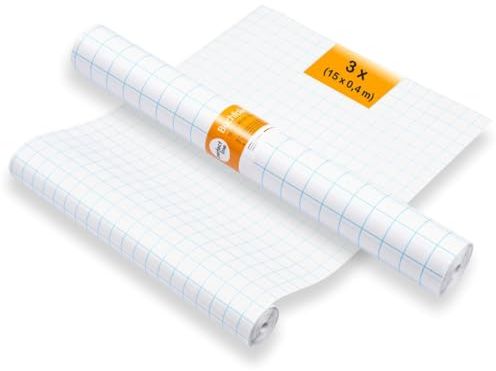 perfect line - Buchschutzfolie selbstklebend - 3 Rollen á (15 m x 40 cm), glasklar & zuschneidbar, ideal für Bücher, Hefte & Schulmaterial - robust & reißfest, Made in EU, für Schule & Zuhause