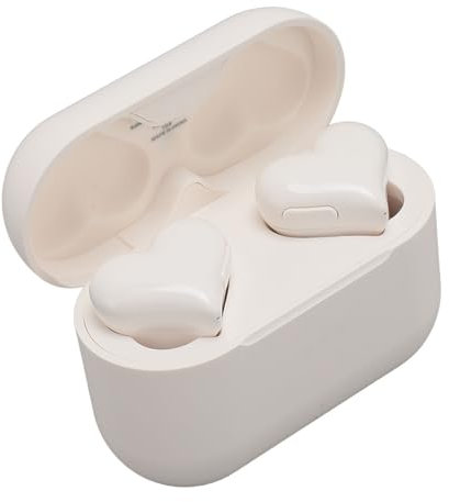 Tangxi Herz Ohrhörer, Süße Ohrhörer, Kabellose Ohrhörer, Kleine Ohrhörer, HiFi Stereo Sound, schweiß- und wasserdichte Ohrhörer, In Ear Ohrhörer mit Ladeetui, Bluetooth 5.3 (White)