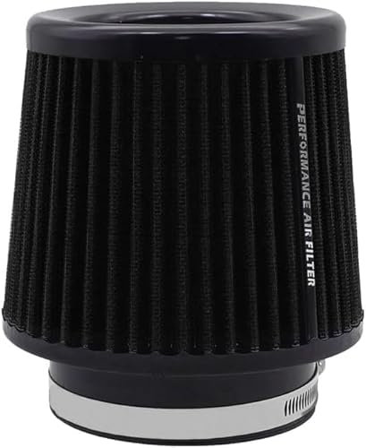 Filtro dell'aria universale per auto, filtro dell'aria di scambio, per 76 mm, 89 mm, 101 mm, filtro dell'aria fredda ad alte prestazioni, lavabile e riutilizzabile (nero)