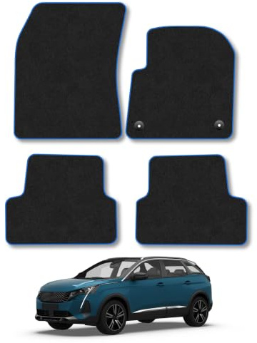 Peugeot 3008 (2016-2024) Carpet Car Mats | Blue Edge Trim Tailored Fit Floor Mats Full Coverage Protection Accessories Easy Clean Anti Slip Made in the UK