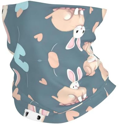 Multifunktionales Sport-Kopftuch. Kann als Schal, Maske, Piratenhut, Halstuch, Haarband, Stirnband verwendet werden, Cartoon-niedlicher Hase, weiß, Einheitsgröße