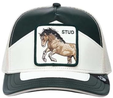 Goorin Bros. Cappello Moto Stud con Visiera Misto Pelle Bianco/Verde Uni