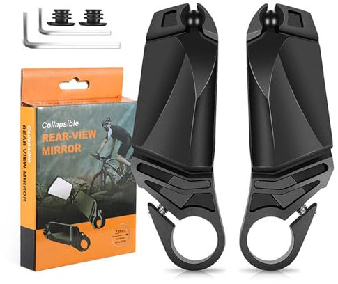 Klappbarer Fahrradspiegel, Fahrrad-Rückspiegel, 360 Grad Volldrehung, verstellbarer faltbarer Lenkerende, Fahrradspiegel, sicheres Radfahren für Mountainbikes, Rennräder