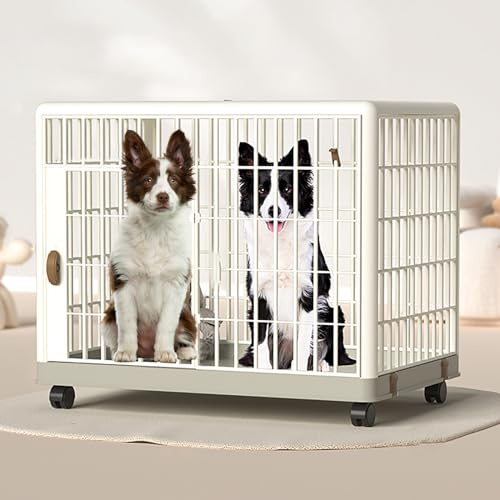 A Spacious Indoor Dog House with a Movable Furniture Style Dog Cage, a Dog House with Lockable Doors, and Wheels ，dog cage