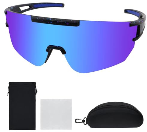 Homeinmind Schnelle Brille,Fahrradbrille Herren Damen,Sportbrille Fahrrad Radbrille Laufbrille UV400 Schutz Sonnenbrille für Rennrad Fahrrad MTB Laufen Golf Reiten Ski Rave Dunkelblau