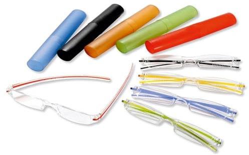 PUREgrey Randlose Lesebrille/Brille mit Etui in orange +2,0 Dioptrien