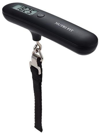 NUTRI FIT Luggage Scale Travel Digital Suitcase Weight Scale Portable Bag Weighing Scale Baggage Weigher, LCD Display 110lb/50kg Electronic Handheld Balance for Packages Airplane Travel Essentials