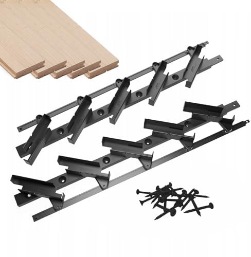 Prestige Ostaszewska Gartenbeschlagsystem mit 5 Lamellen | 50 cm | Farbe: Schwarz, Bretter: Kiefer natur | Rollläden, Terrassenbeschlagsystem/bewegliche Lamellen | Kunststoff, hochwertige Verarbeitung