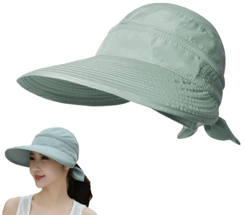 Xusxes Visiera Parasole Donna, Circonferenza della Testa 58 cm | Cappello da Spiaggia con Parte Superiore Rimovibile, Cappello da Donna con Visiera Parasole Cappello da Sole Pieghevole