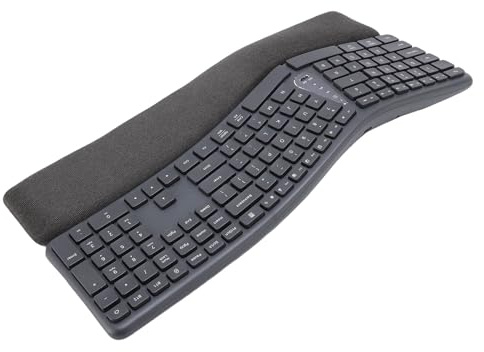 Cuifati 111 Tasten Wireless Ergonomische Tastatur, 2,4 G USB C Bluetooth Split Wireless Computertastatur mit Gepolsterter Handgelenksruhe, Wiederaufladbare Spieltastatur für PC -Laptop