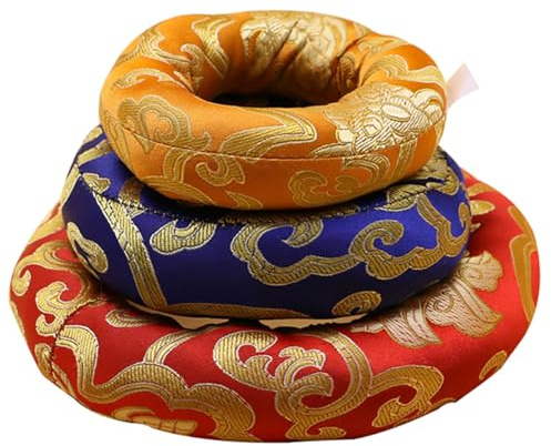 Parliky Coussin Pour Bol Chantant Tibétain Lot De 3 Tapis Pour Bol Sonore Bouddhiste 4.72 in Broderie Nuage De Bon Augure Support Stable Pour Et Rangement