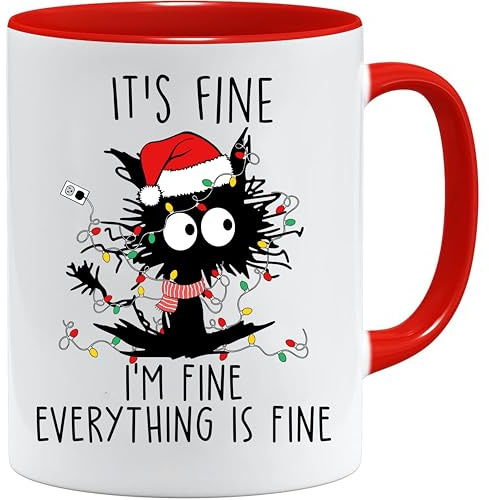 Jungle Mug | Christmas Mug | Tangled Lights Face with Santa Hat Design | Secret Santa Mug Gift | Festive Xmas Mugs for Adults | Mugs for Women | Xmas Eve Box Fillers and Ideas | Christmas Coffee Cup